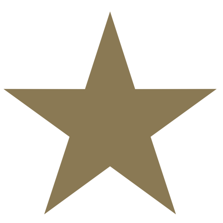Black five-pointed star on a white background.